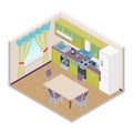 Vector isometric kitchen interior - 3D illustration Royalty Free Stock Photo