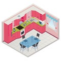 Vector isometric kitchen interior