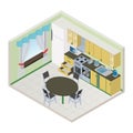 Vector isometric kitchen interior Royalty Free Stock Photo