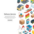 Vector isometric logistics and delivery icons background Royalty Free Stock Photo