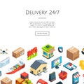 Vector isometric logistics and delivery icons. 3D Internet commerce concept