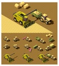 Vector isometric low poly agricultural machinery Royalty Free Stock Photo