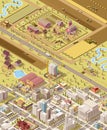 Vector isometric low poly farm and city Royalty Free Stock Photo