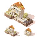 Vector isometric low poly house cross-section Royalty Free Stock Photo