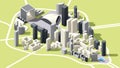 Vector Isometric low poly La Defense district map in Paris Royalty Free Stock Photo