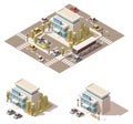 Vector isometric low poly police building icon Royalty Free Stock Photo