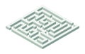 Vector isometric maze. Green isometric labyrinth on white background. Vector Illustration