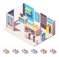 Vector isometric mobile phone operator shop