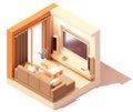 Vector isometric modern living room interior illustration
