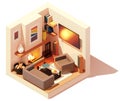 Vector isometric modern living room interior illustration