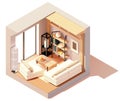 Vector isometric modern living room interior illustration