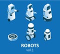 Vector isometric modern robotics icon set