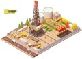 Vector isometric oil and gas land drilling rig Royalty Free Stock Photo