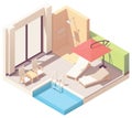 Vector isometric outdoor pool lounge