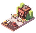 Vector isometric pizzeria building