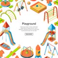Vector isometric playground objects. Happy childhood background Royalty Free Stock Photo