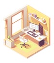Vector isometric programmer workplace Royalty Free Stock Photo