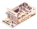 Vector isometric restaurant interior cross-section