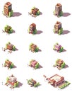 Vector isometric restaurants types icons Royalty Free Stock Photo