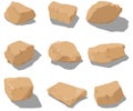 Vector isometric rocks clipart. Stones set for illustrations Royalty Free Stock Photo