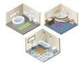 Vector isometric set of bathroom furniture ico