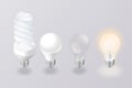 Vector Isometric set of electric lighting type . Light bulb, cfl and led lamp. Icons Set.