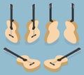 Isometric Acoustic Guitar Set Royalty Free Stock Photo