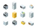 Vector isometric set of household appliances icon, 3d flat interior design.