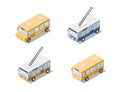 Vector isometric set of public city transport ,bus, trolleybus Royalty Free Stock Photo