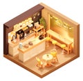 Vector isometric small coffee shop or cafe