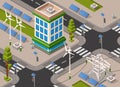 Vector isometric solar wind energy city street