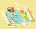 Vector isometric summer travel and vacation