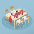 Isometric Table Setting Illustration