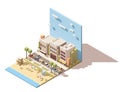 Vector isometric town beach