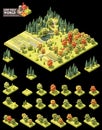 Vector isometric town map elements. Forest
