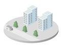 Vector isometric urban architecture single building of the modern Royalty Free Stock Photo