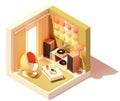 Vector isometric vintage living room interior illustration