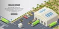 Vector isometric warehouse, delivery service