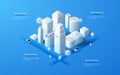 Vector isometric white city template Royalty Free Stock Photo