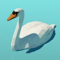 Vector isometric white swan on the water Royalty Free Stock Photo