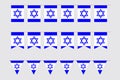 Vector Israeli flags. The sinuous symbol of the Jewish people. Star of David on the canvas