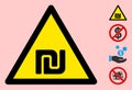 Vector Israeli Shekel Warning Triangle Sign Icon