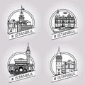 Vector Istanbul historical building badge set