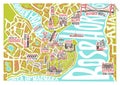 Vector istanbul map with famous landmarks Royalty Free Stock Photo