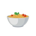 Vector Italian Pasta Bowl, Traditional Recipe Noodles Isolated.