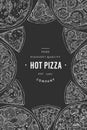 Vector Italian pizza banner template. Hand drawn vintage illustration on chalk board. Italian food design. Can be use for menu,