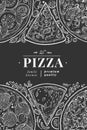 Vector Italian pizza banner template. Hand drawn vintage illustration on chalk board. Italian food design. Can be use for menu,