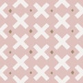 Vector ivory ocher crosses seamless pink pattern