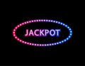 Vector Jackpot neon gradient sign isolated on black background, abstract lights on the dark background, advertising template. Royalty Free Stock Photo