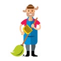 Vector Janitor. Flat style colorful Cartoon illustration.